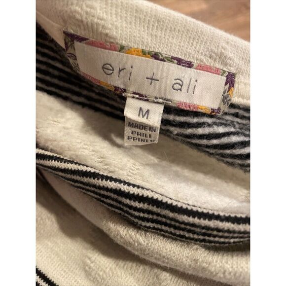 Eri Ali Striped Sabori Sweatshirt Women’s Medium Boxy Black White Minimalist - Picture 5 of 7